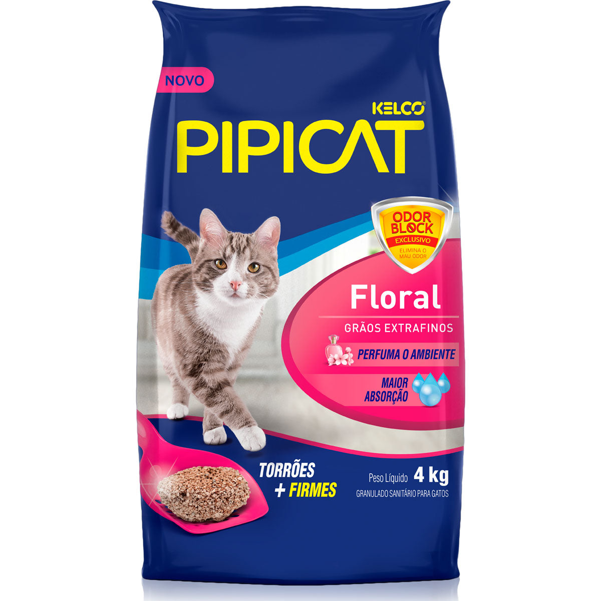 Areia Higiênica Pipicat Perfumado Floral 4kg