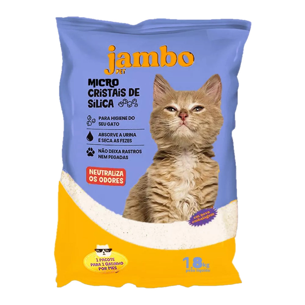 Areia Sanitária para Gatos Micro Cristais de Sílica Jambo 1,8kg