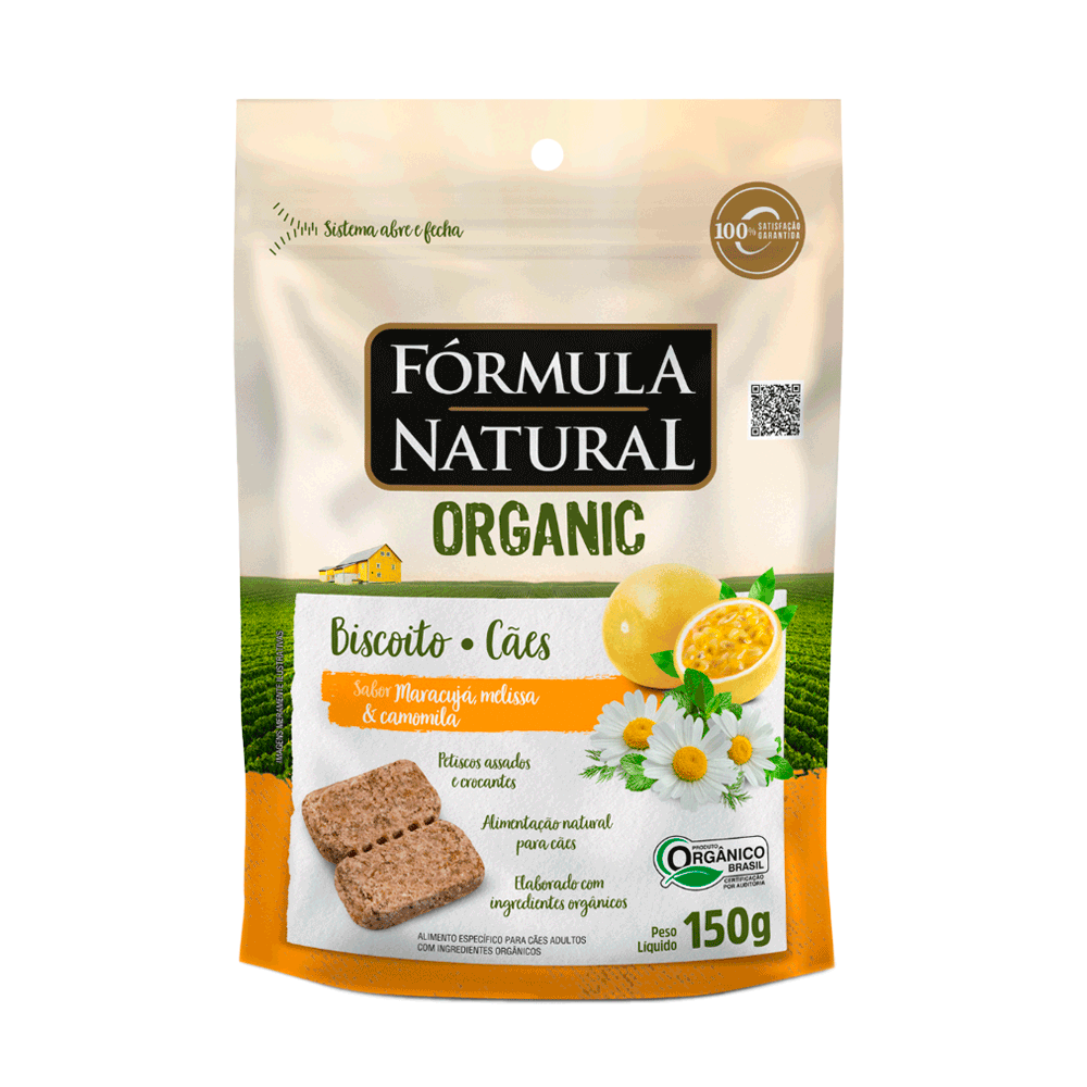 Biscoito Fórmula Natural Organic Cachorros Adultos Maracujá, Melissa e Camomila 150g