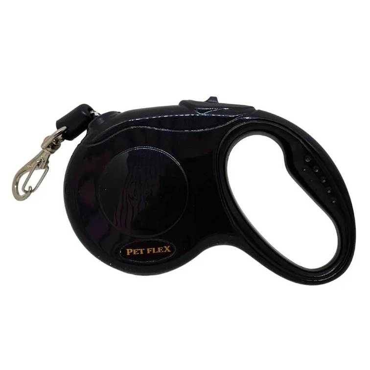 Guia Retrátil Premium Preta Pet Flex Até 18kg