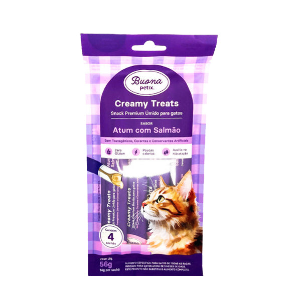 Petisco Buona Petix Creamy Treats Atum com Salmão 56g