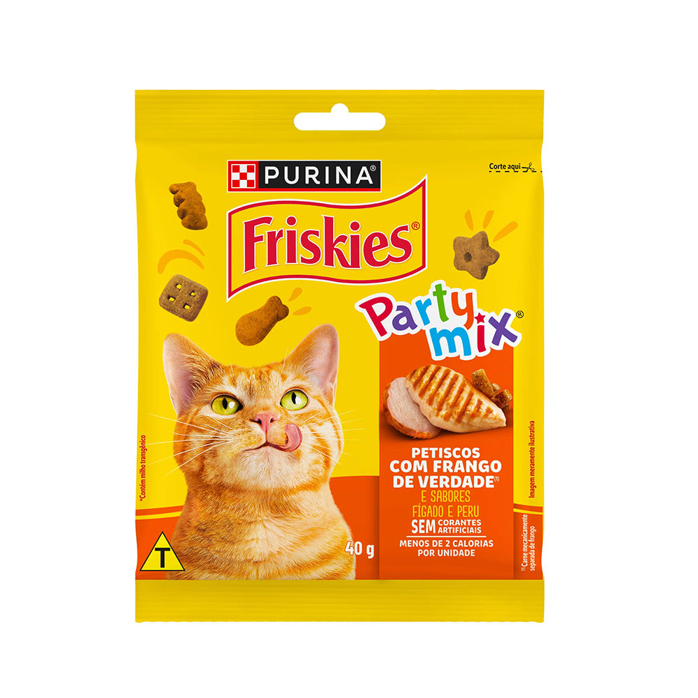 Petisco para Gato Friskies Party Mix Frango, Fígado e Peru 40g