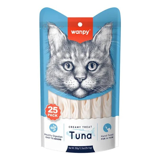 Petiscos para Gatos Wanpy Creamy Atum 25 tubos 350g