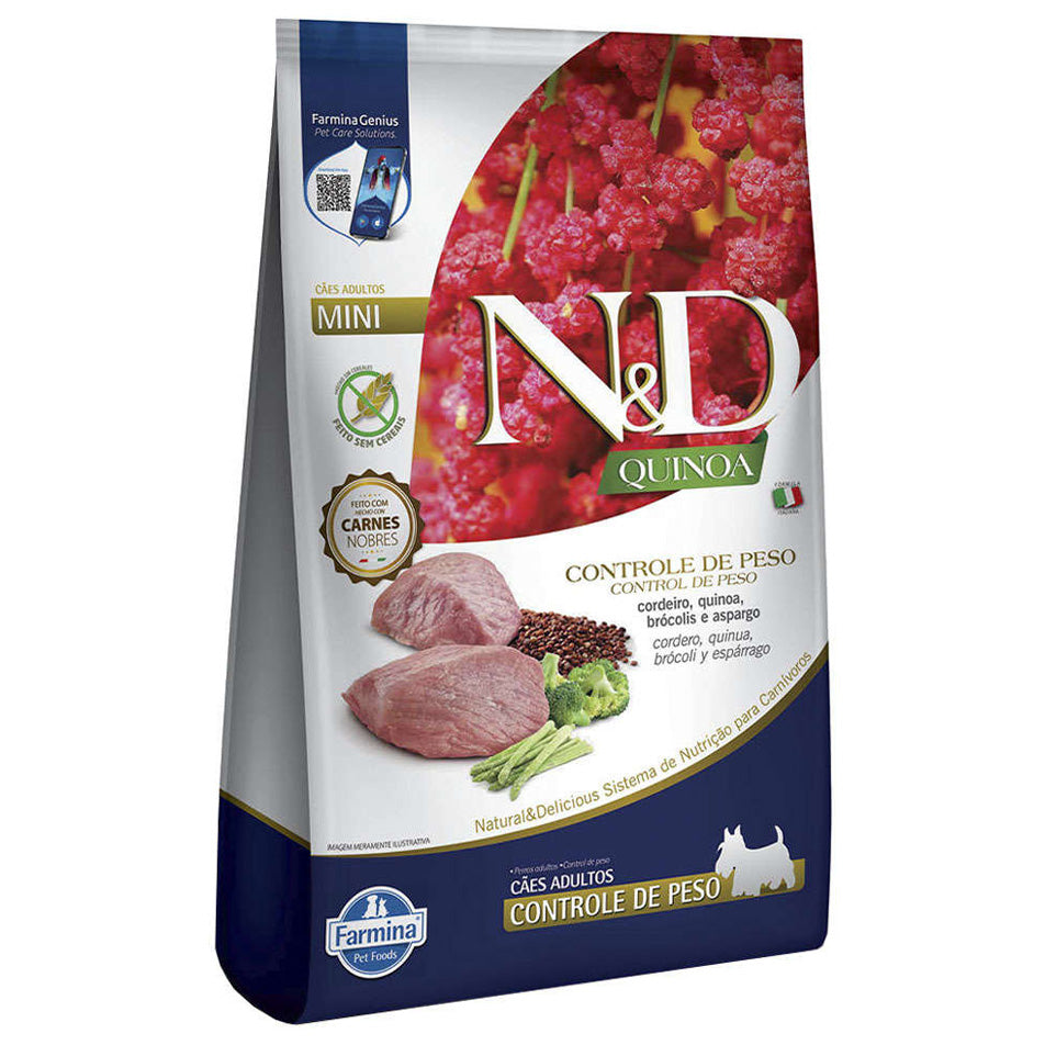 Ração N&D Quinoa Cães Adultos Mini Controle de Peso Suíno 800g