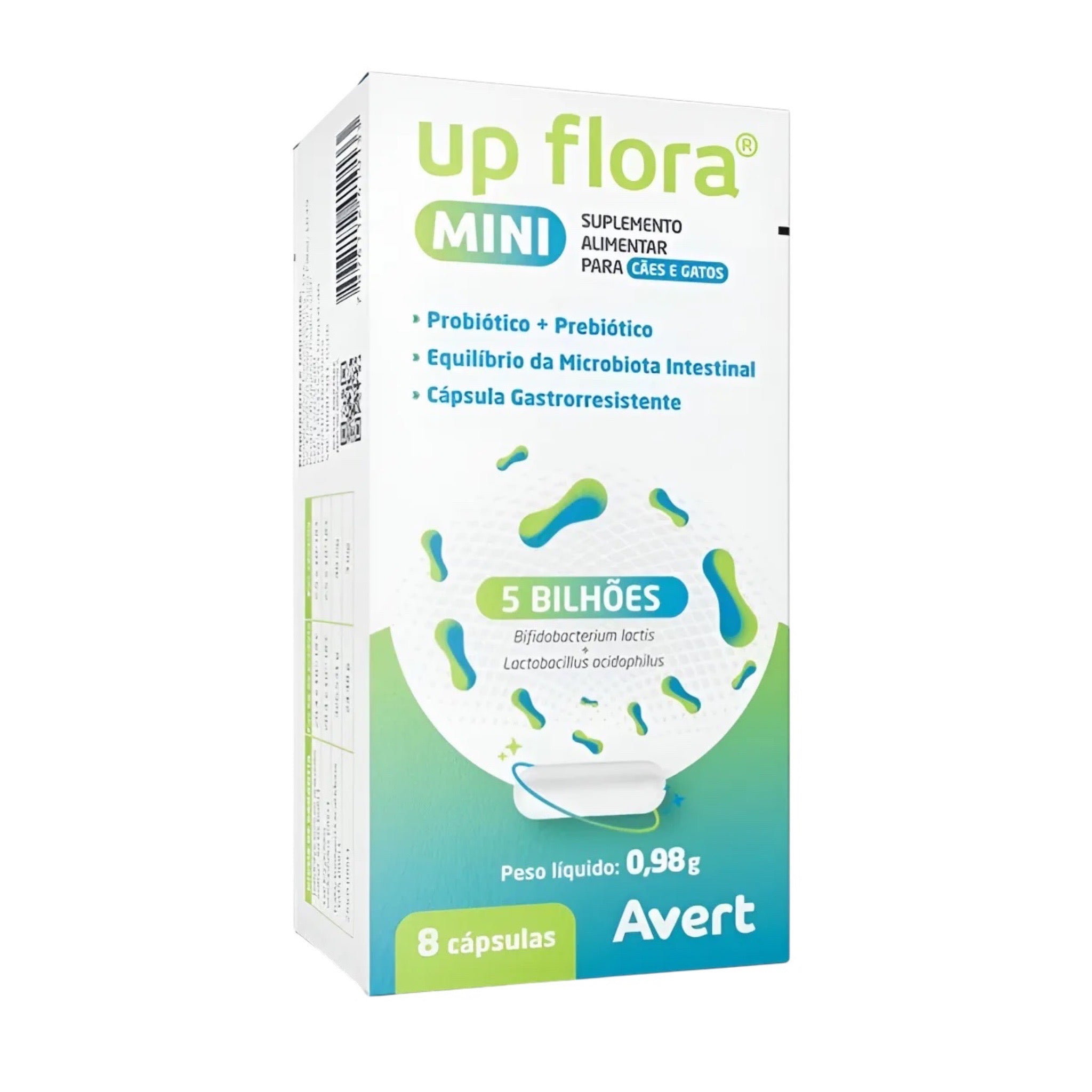 Suplemento Alimentar Up Flora Mini para Cães e Gatos 8 cápsulas