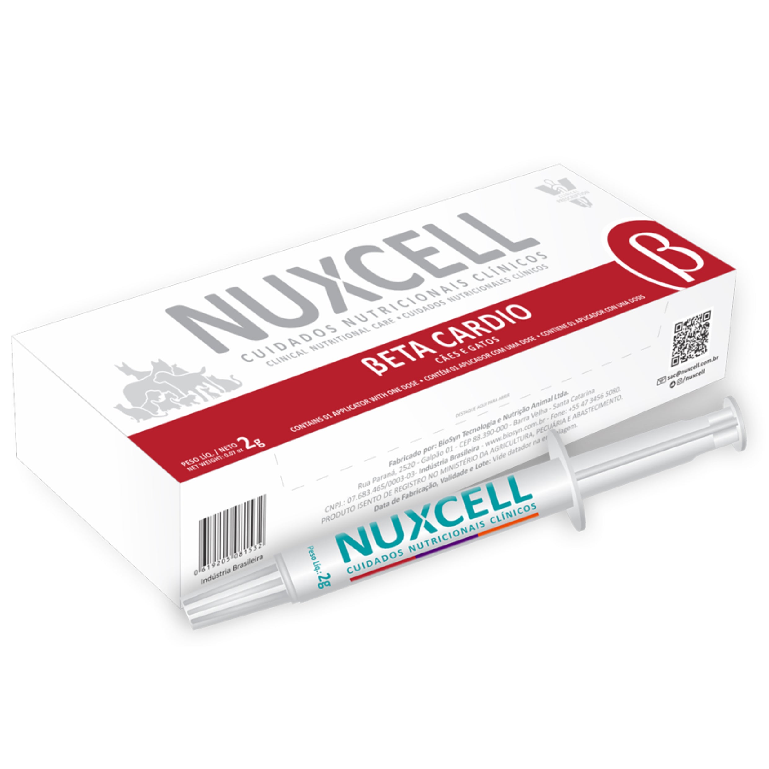 Suplemento Nuxcell Beta Cardio para Cães e Gatos 2g