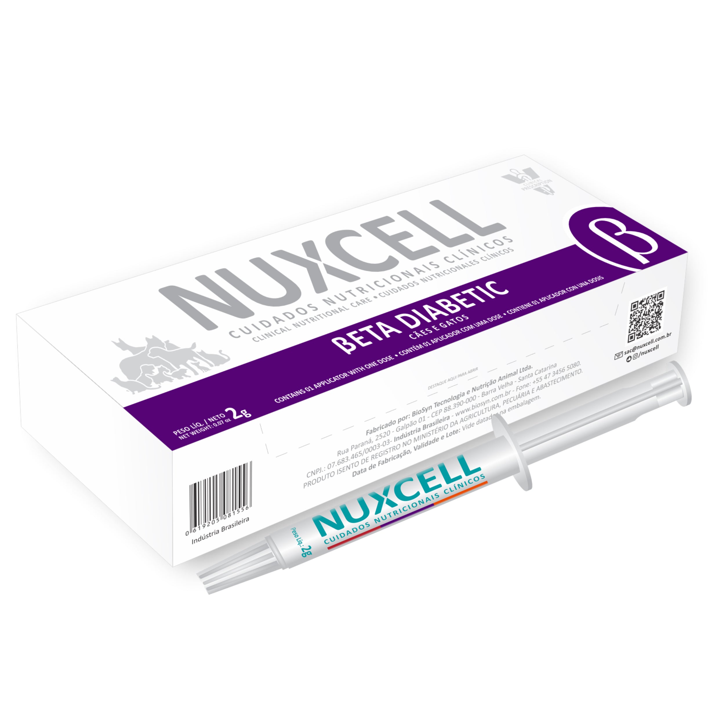 Suplemento Nuxcell Beta Diabetic para Cães e Gatos 2g