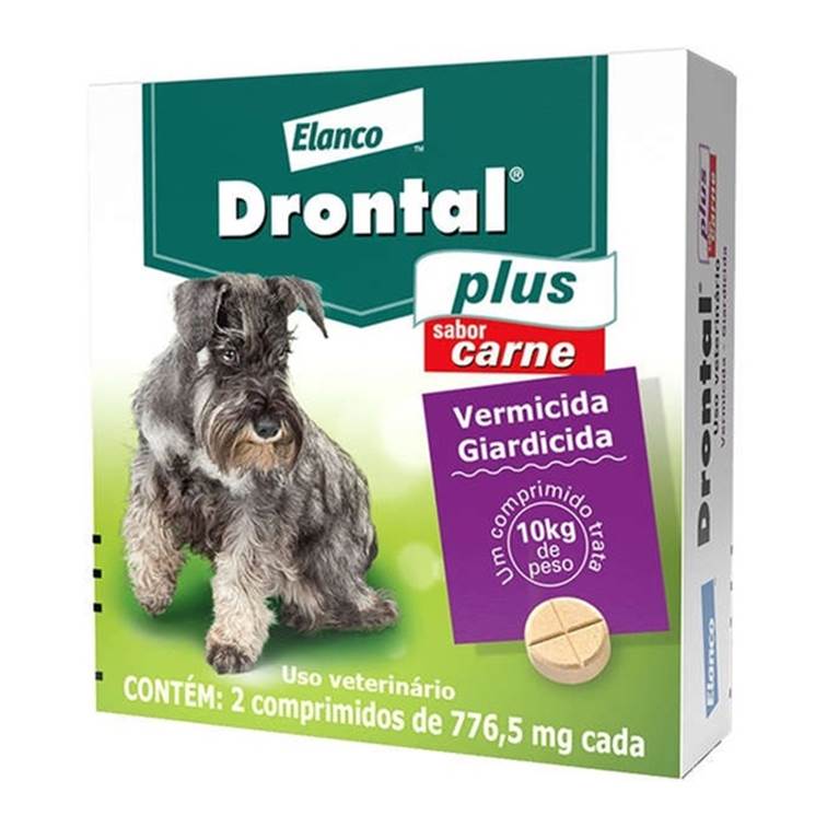Vermífugo Elanco Drontal Plus para Cães 776,5mg Sabor Carne 2 comprimidos