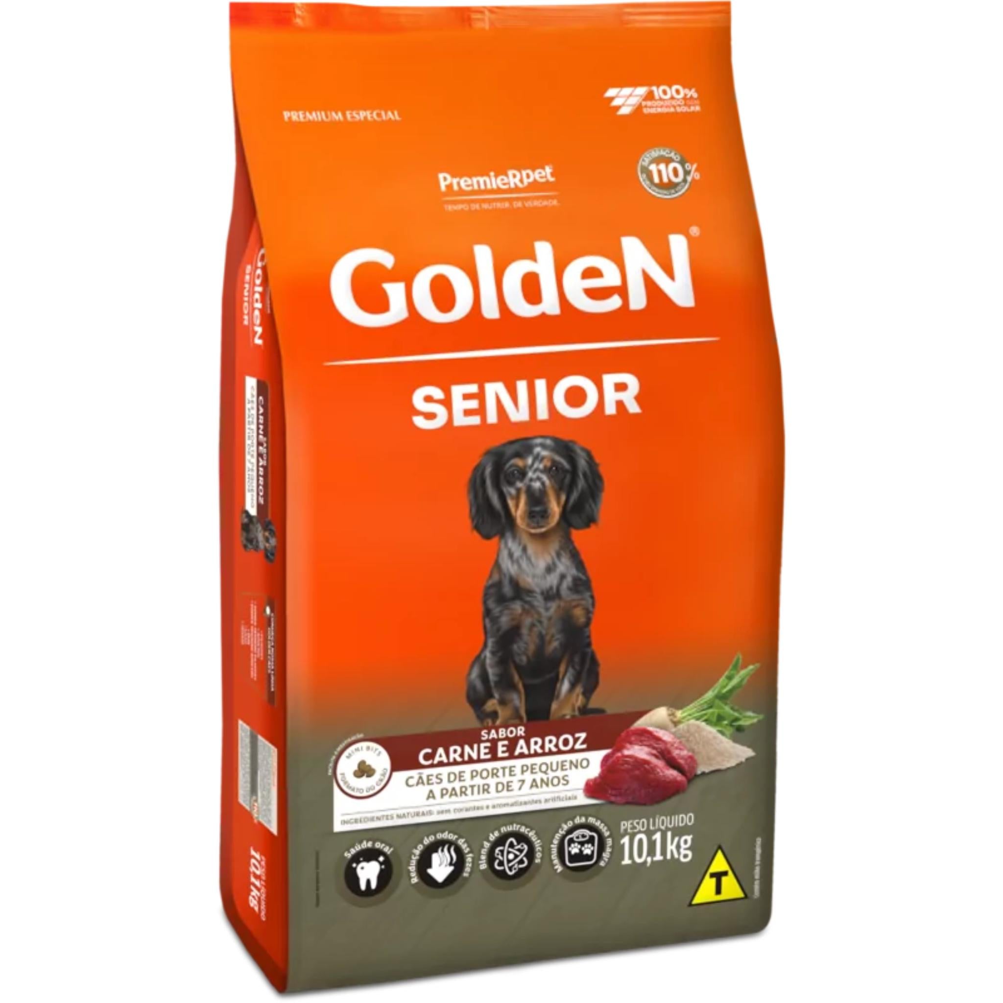 Ração Golden Fórmula Cães Sênior Mini Bits Carne e Arroz 10,1kg