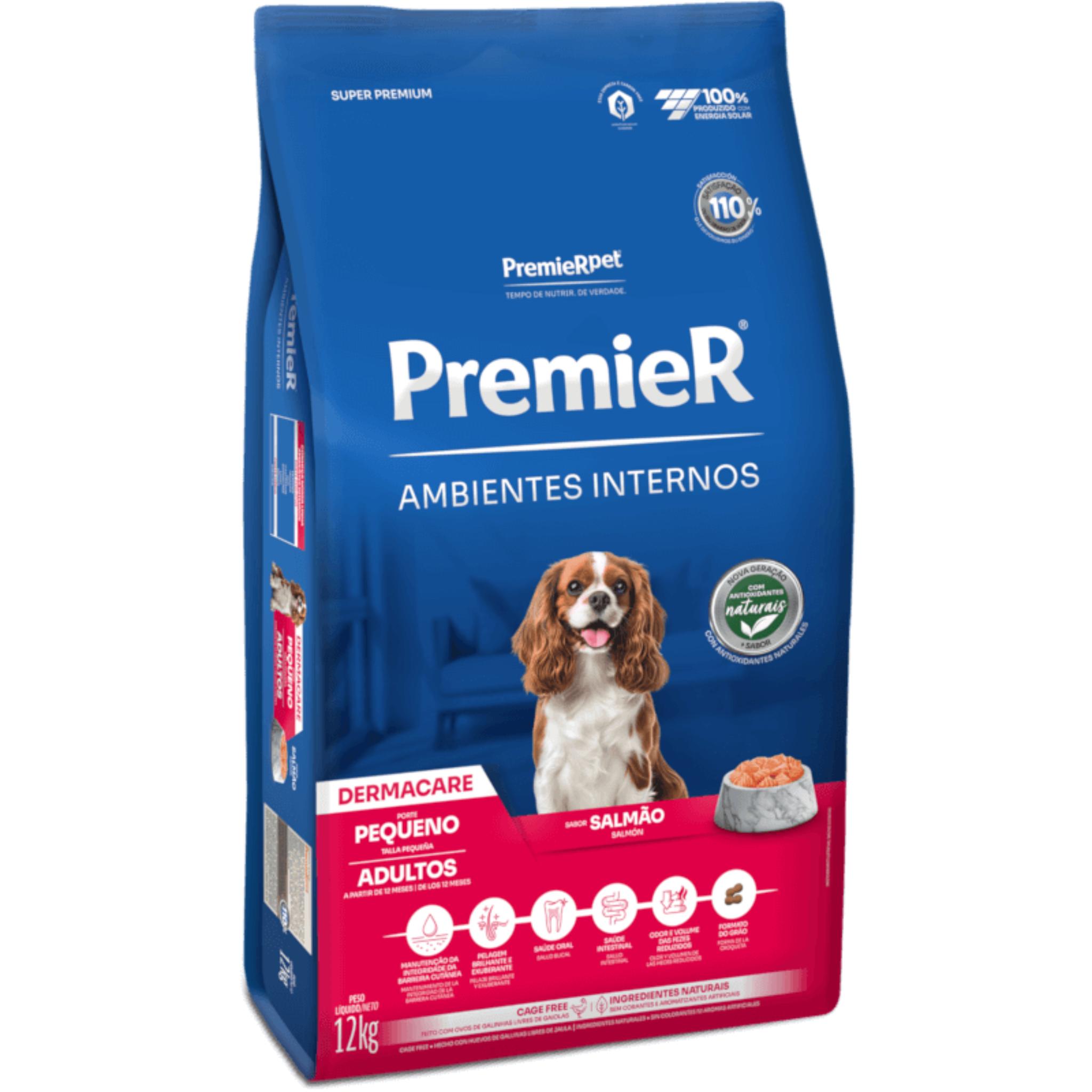 Ração Premier Ambientes Internos Dermacare Cão Adulto Raças Pequenas 12kg