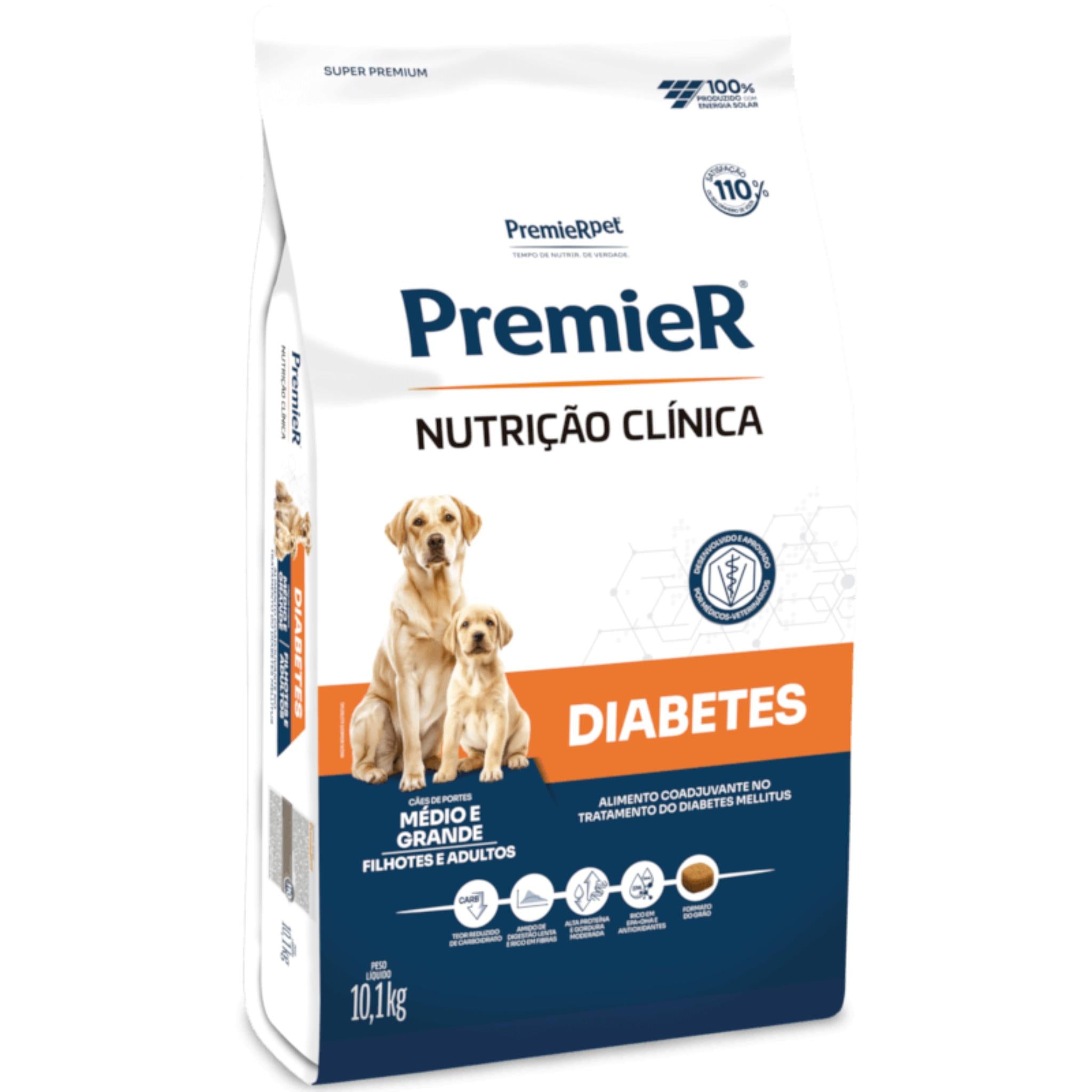 Ração Premier Nutrição Clínica Diabetes Cão Adulto Raças Médias e Grandes 10,1kg