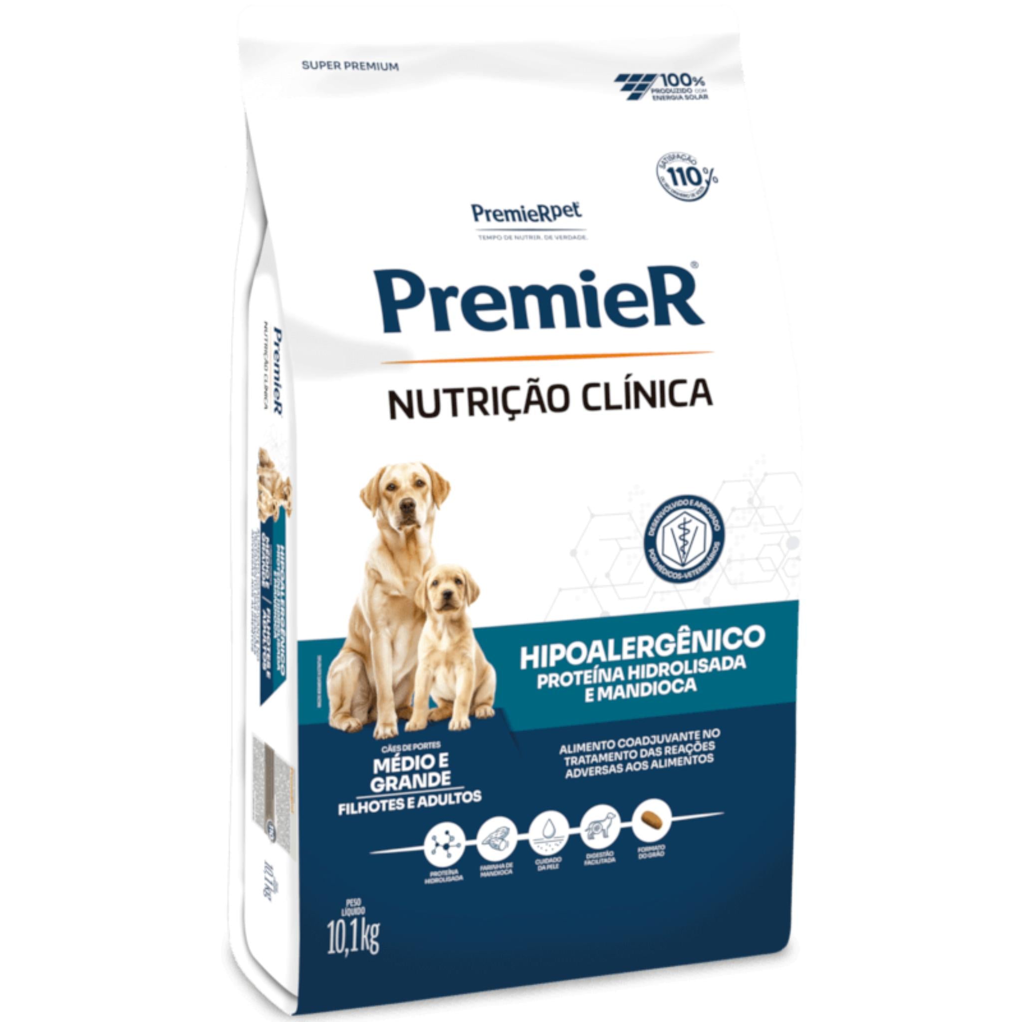 Ração Premier Nutrição Clínica Hipoalergênico Proteína Hidrolisada Cães Médio e Grande 10,1kg