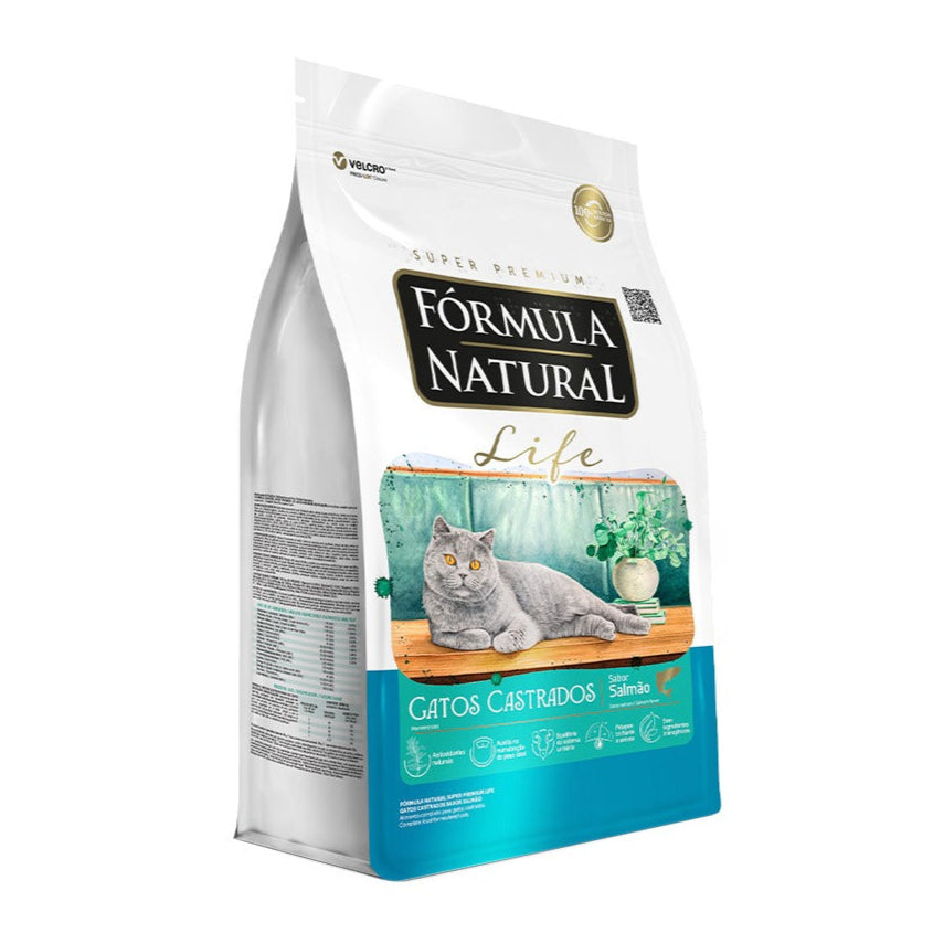 Ração Fórmula Natural Life Gatos Adultos Castrados Salmão 10,1kg