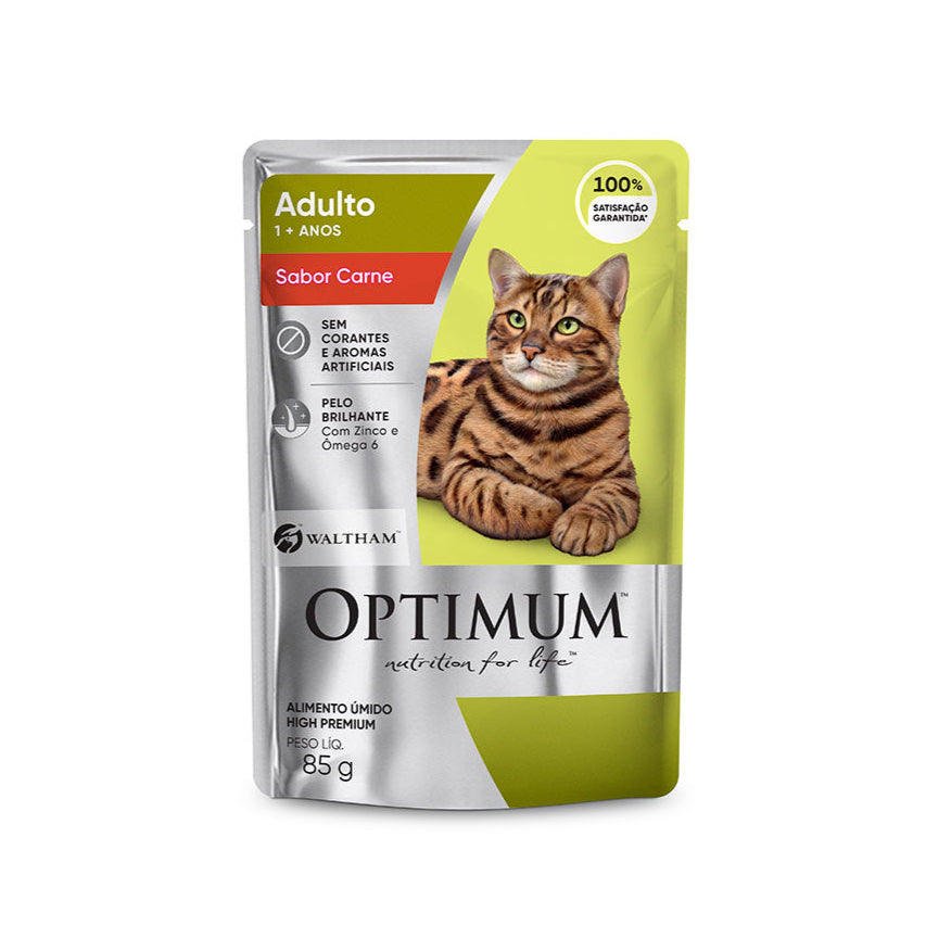 Alimento Úmido Optimum Gatos Adultos Carne 85g