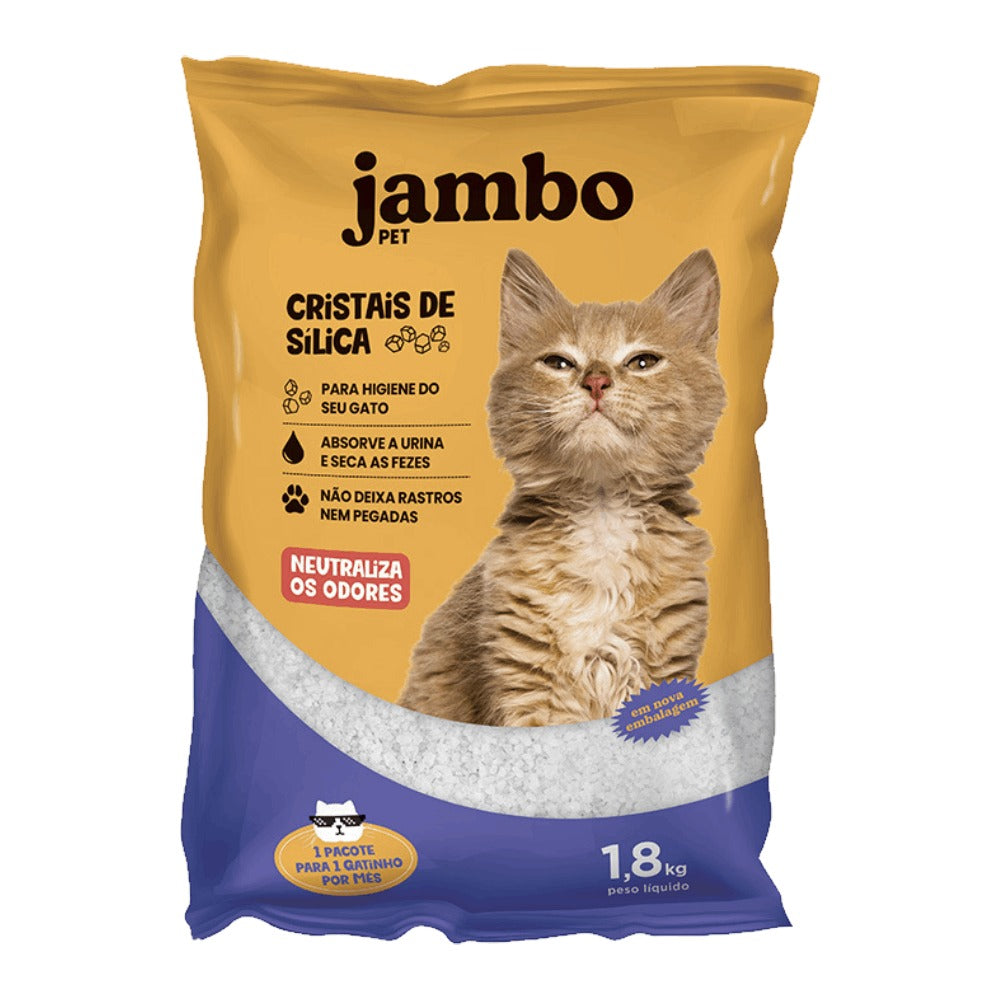 Areia Sanitária para Gatos Cristais de Sílica Jambo 1,8kg