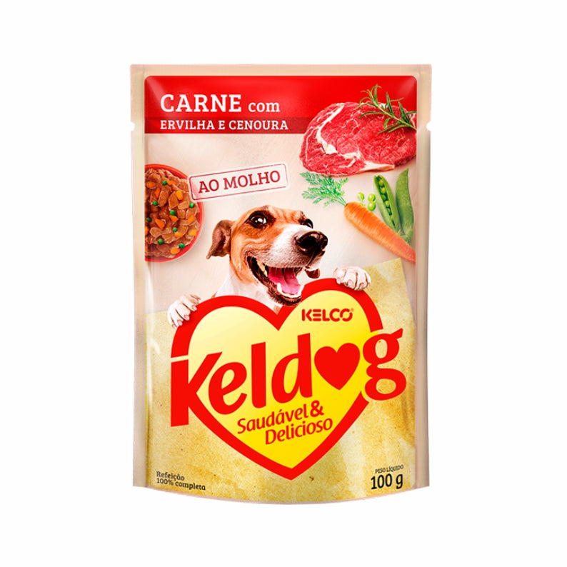 Alimento Úmido Keldog Sachê Carne, Ervilha e Cenoura 100g