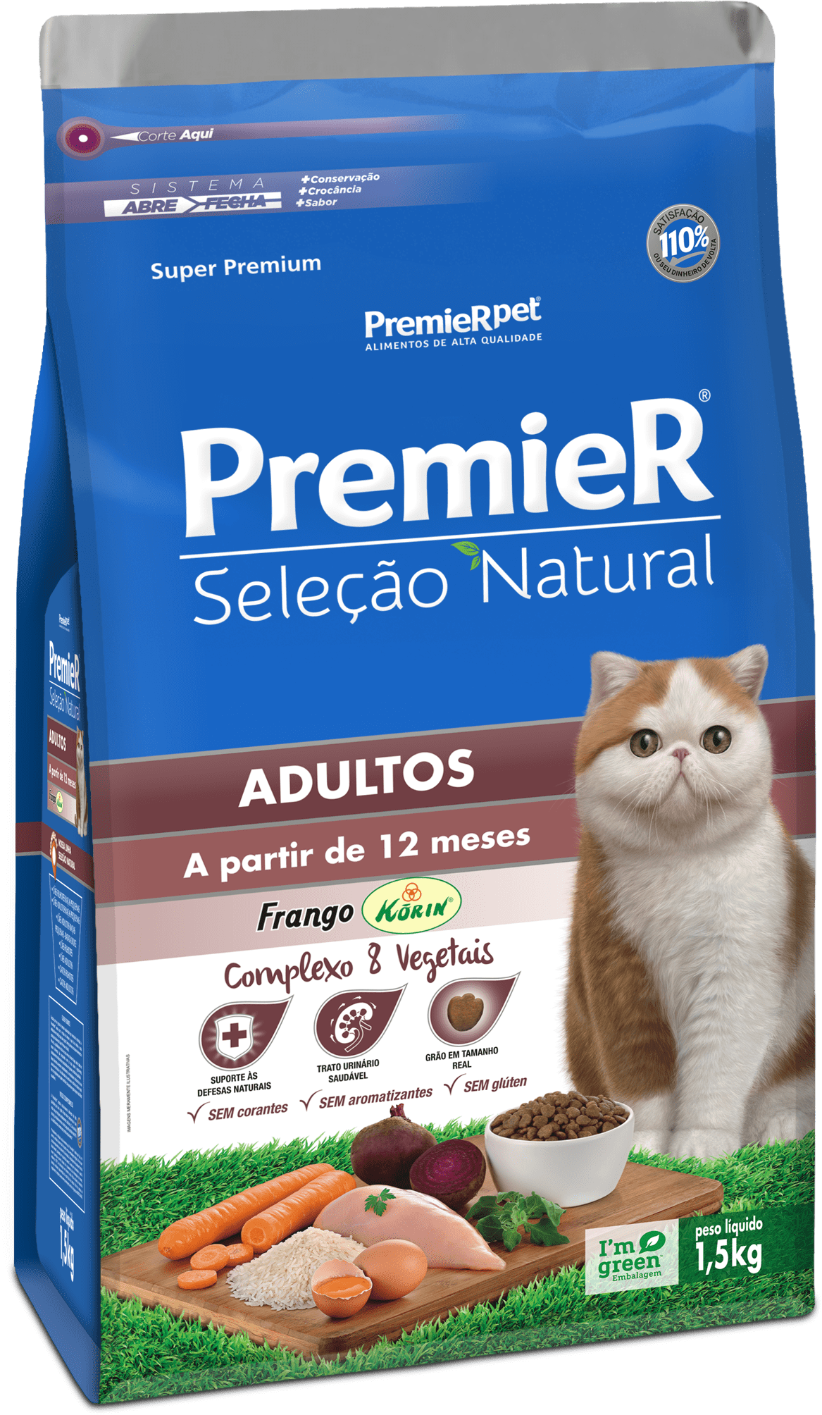 Ração Premier Seleção Natural Gato Adulto 1,5kg
