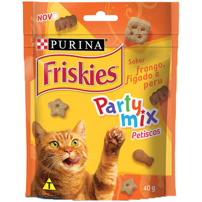 Petisco Friskies Party Mix Frango, Fígado e Peru 40g