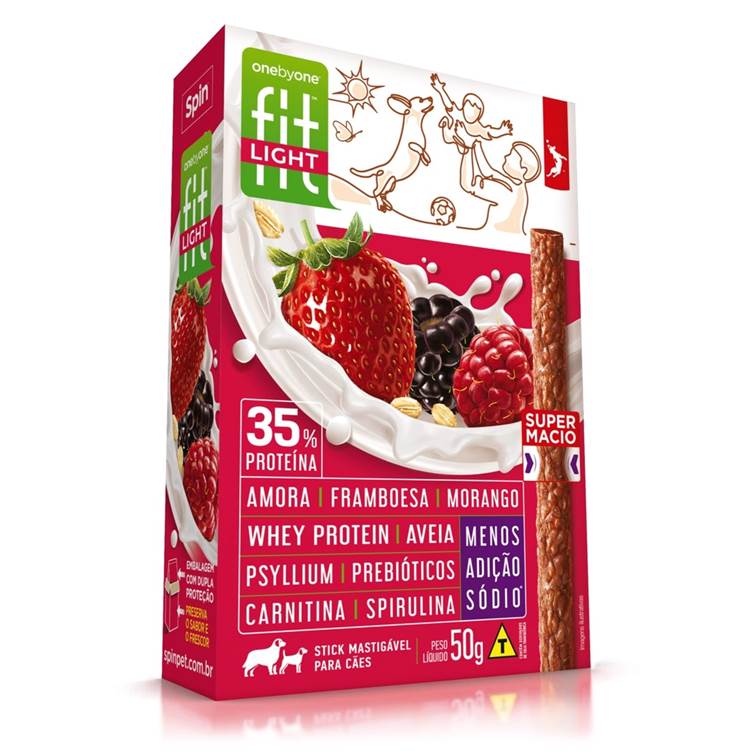 Petisco para Cães Onebyone Fit Stick Gourmet Light Amora, Framboesa e Morango 50g