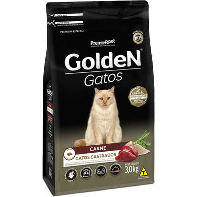 Ração Golden Gatos Castrados Carne 3kg