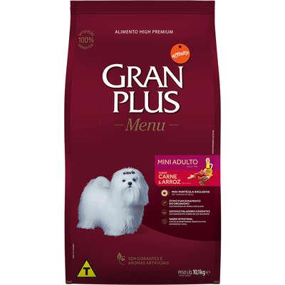 Ração GranPlus Menu Cães Adultos Mini Carne e Arroz 10,1kg