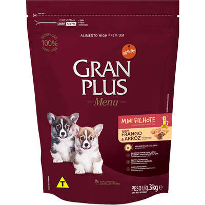 Ração GranPlus Menu Cães Filhotes Mini Frango e Arroz 3kg