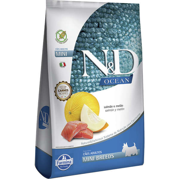 Ração N&D Ocean Cães Adultos Mini Salmão e Melão 2,5kg