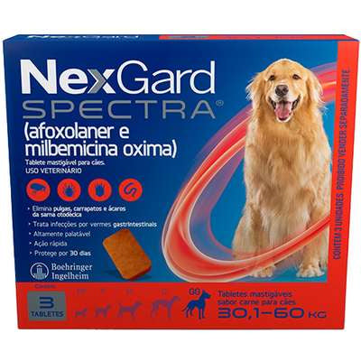 Antipulgas e Carrapatos NexGard Spectra para Cães de 30,1 a 60kg 3 unidades