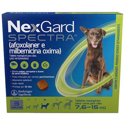 Antipulgas e Carrapatos NexGard Spectra para Cães de 7,6 a 15kg 3 unidades