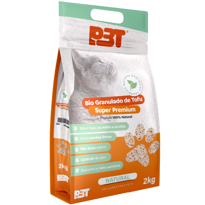 Areia Higiênica para Gatos Bio Granulado de Tofu Premium Natural P3T Natural 2kg