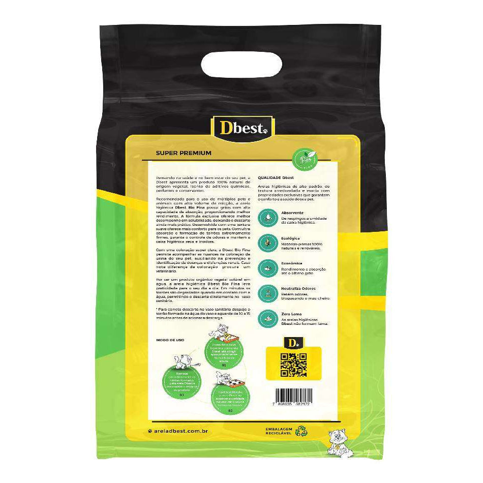 Areia Higiênica Biodegradável Dbest Bio Fina 2kg
