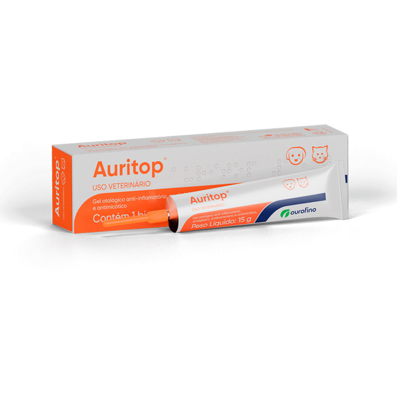 Auritop Gel Otológico Ourofino para Cachorros e Gatos 15g