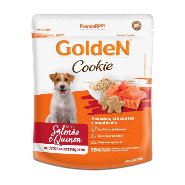 Biscoito Golden Cookie Cães Adultos Porte Pequeno Salmão e Quinoa 350g