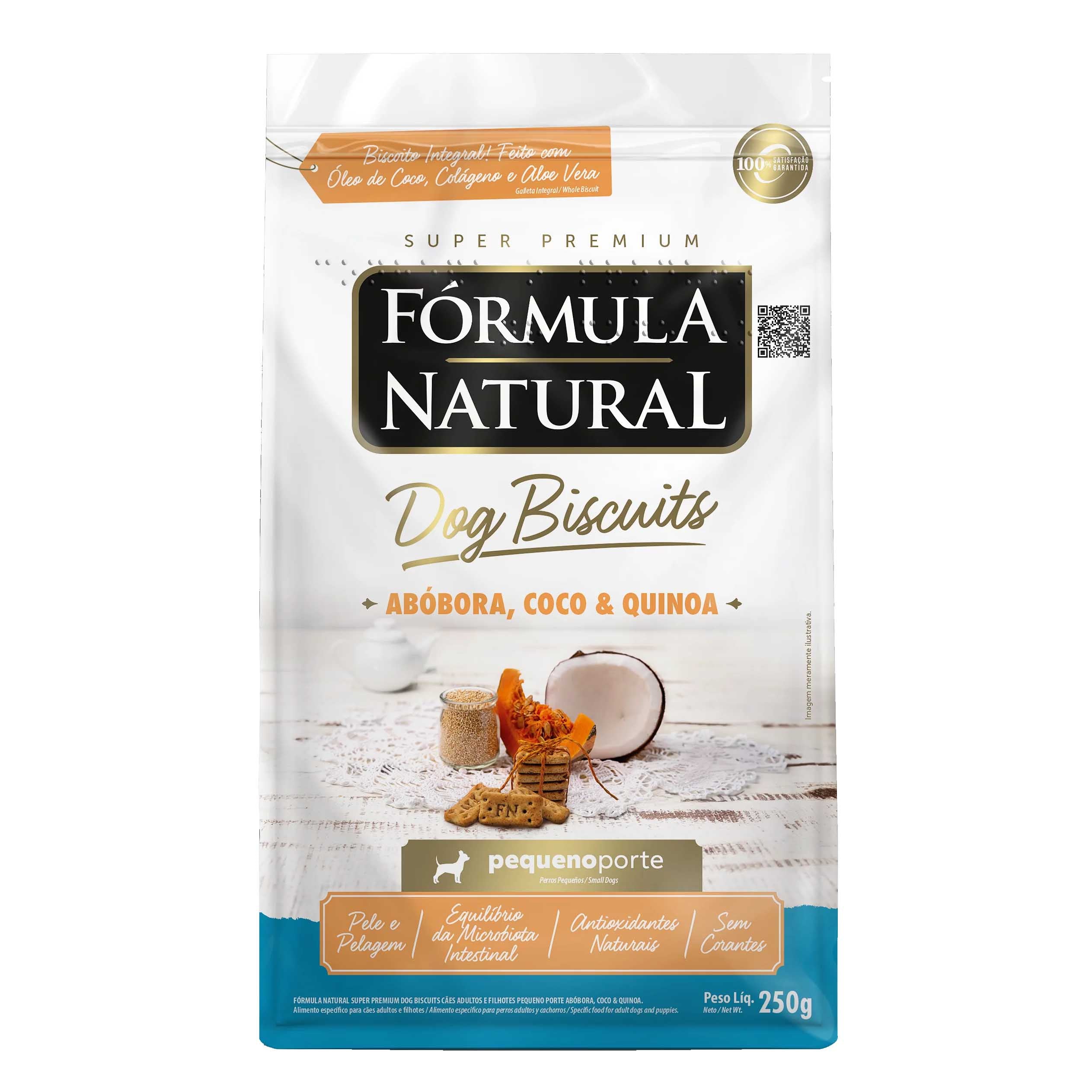 Biscoito Fórmula Natural Dog Biscuits Cachorros Adultos Porte Pequeno e Mini Abóbora, Coco e Quinoa 250g