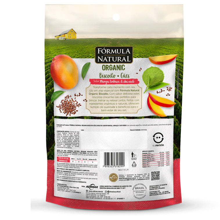 Biscoito Fórmula Natural Organic Cães Adultos Manga, Linhaça e Chá Verde 150g
