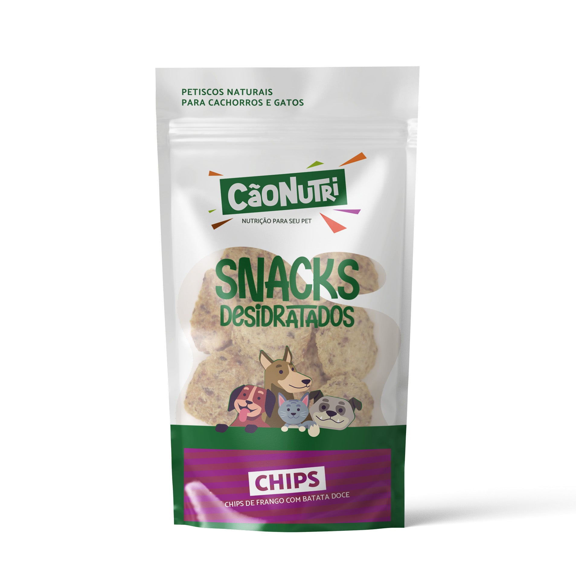 Petisco Natural Cão Nutri Chips Desidratados Frango com Batata Doce 60g