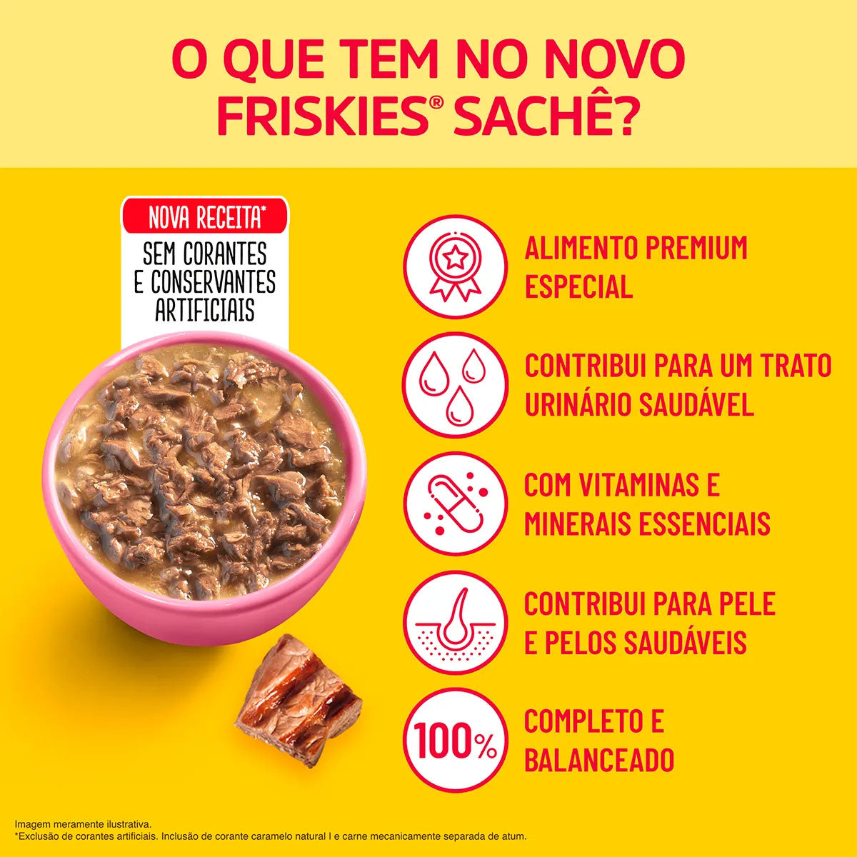 Combo 4 Sachês para Gatos Friskies Filhote Carne ao Molho 85g