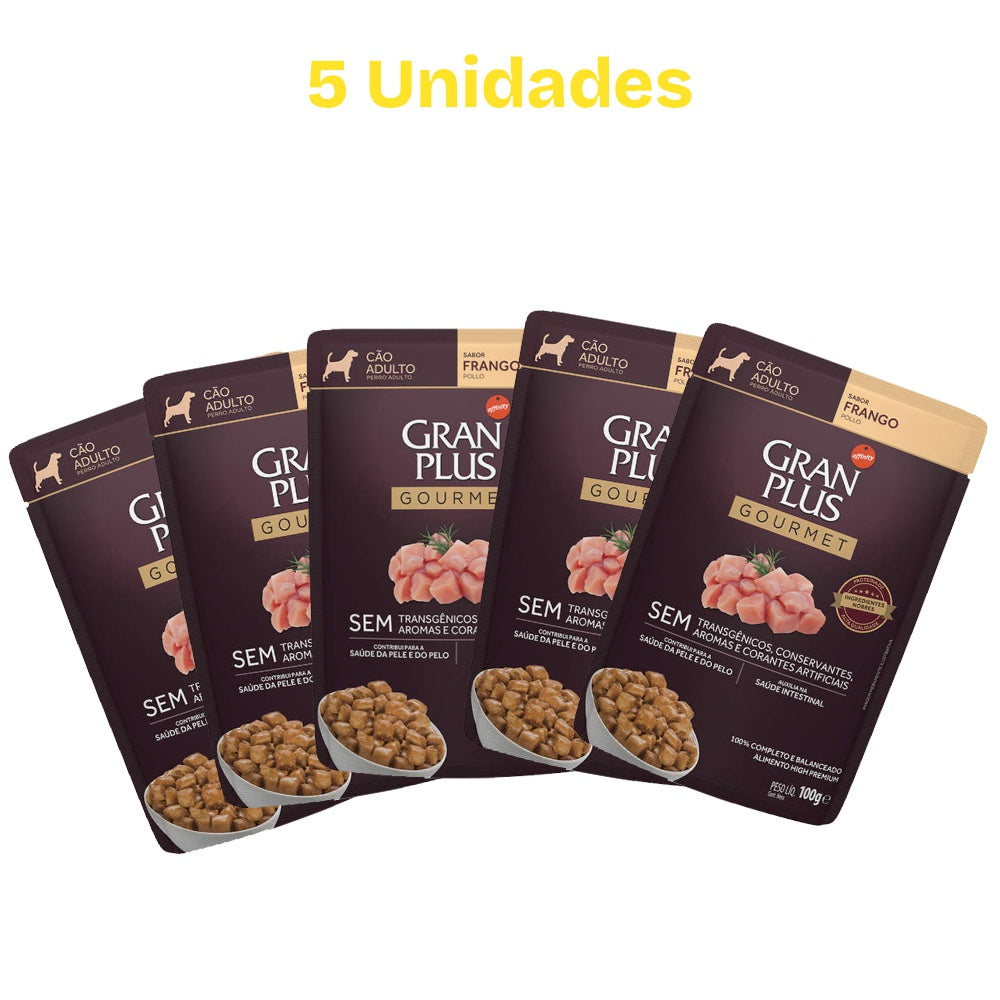 Combo 5 Sachês para Cachorros GranPlus Gourmet Frango 100g
