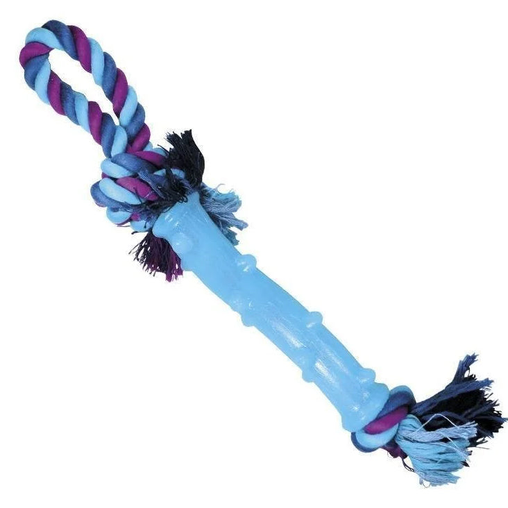 Brinquedo para Cachorro Mordedor Corda Rubber Blue Dental Alça Bone Resist Jambo