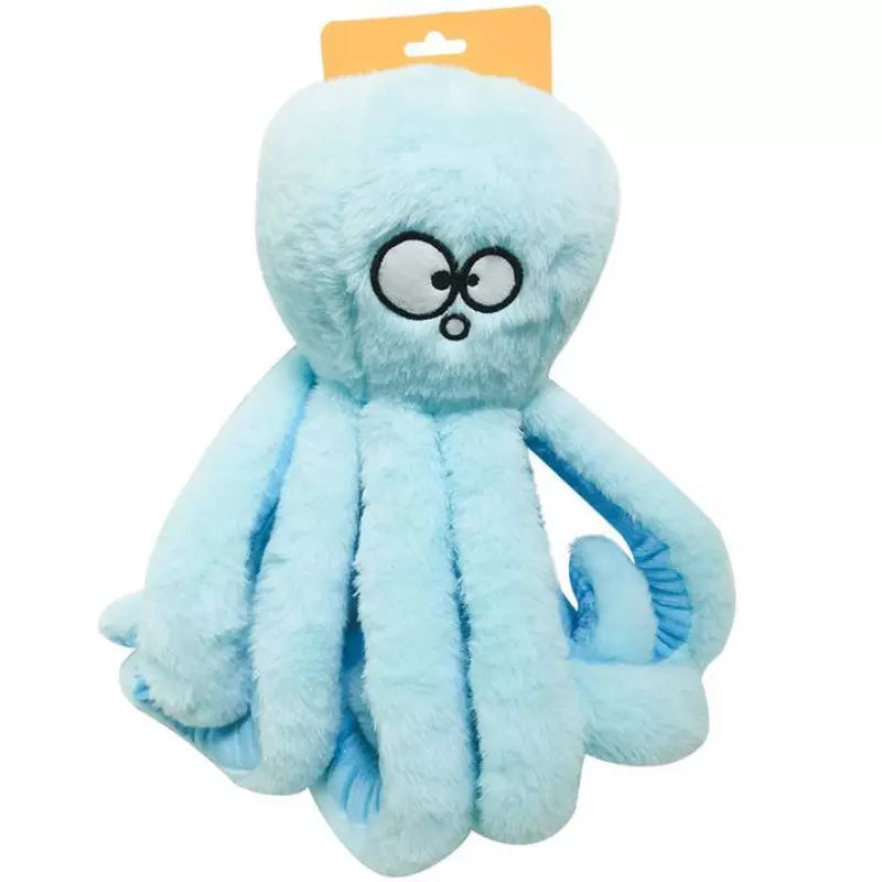 Brinquedo para Cachorro Mordedor Pelúcia Frizzy Octopus Jambo Azul Claro Grande