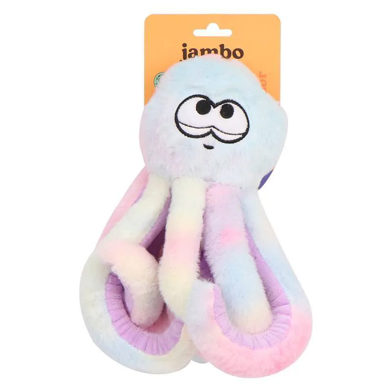 Brinquedo para Cachorro Mordedor Pelúcia Frizzy Octopus Jambo Rainbow Médio