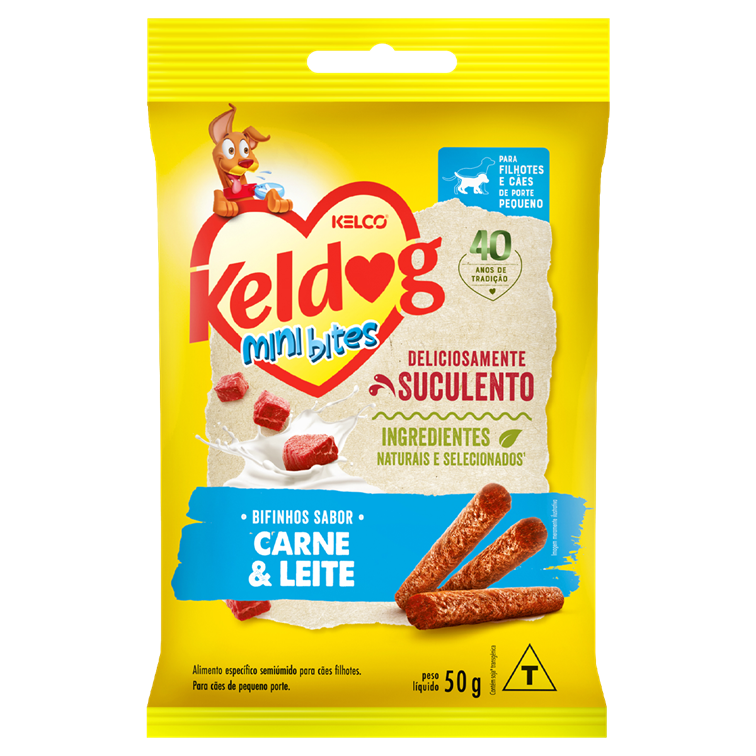 Petisco Keldog Bifinho Mini Bites Carne e Leite 50g