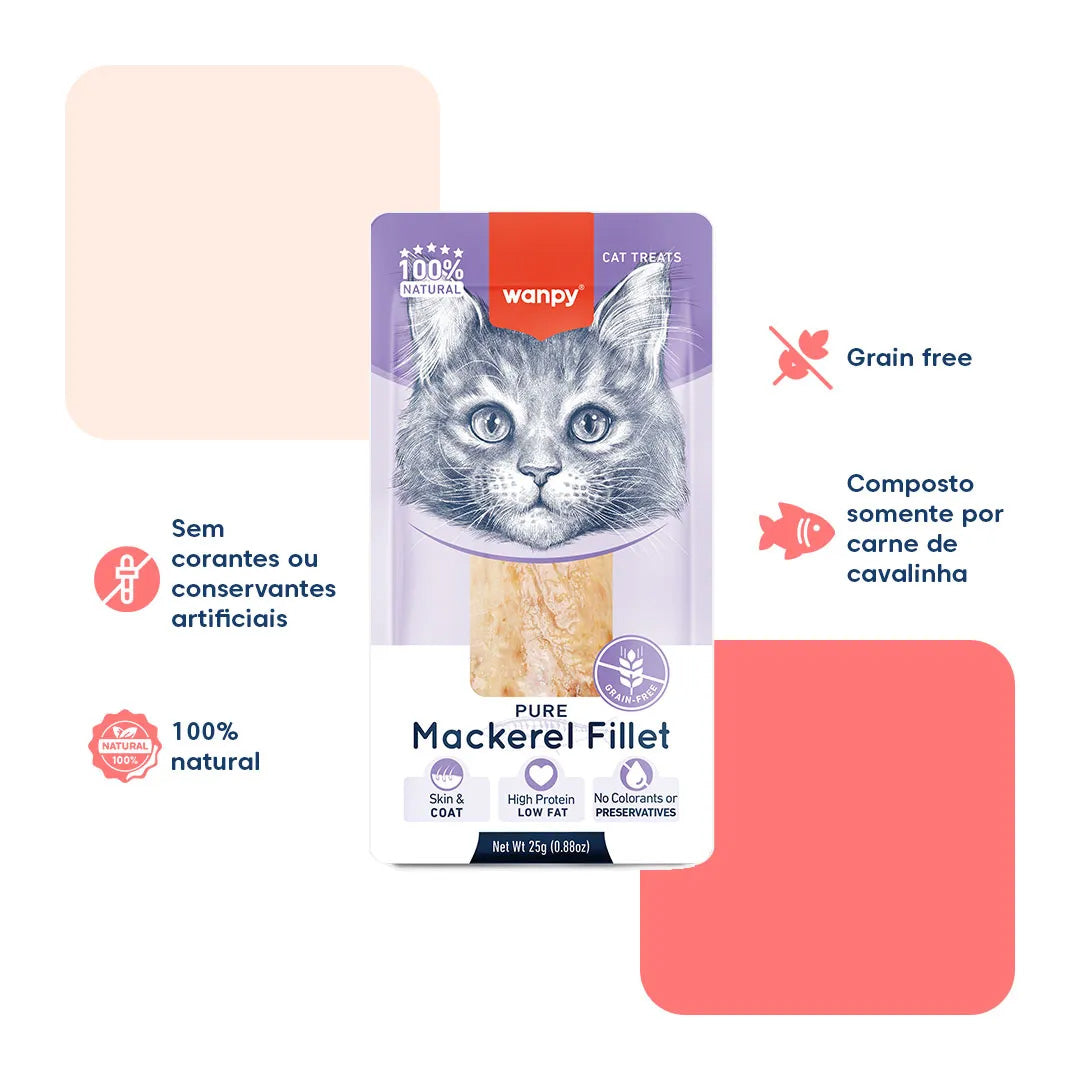 Petisco Para Gato Wanpy Filé de Cavalinha Natural 25g