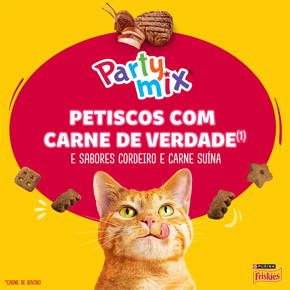 Petisco para Gato Friskies Party Mix Cordeiro, Carne Suína e Carne 40g