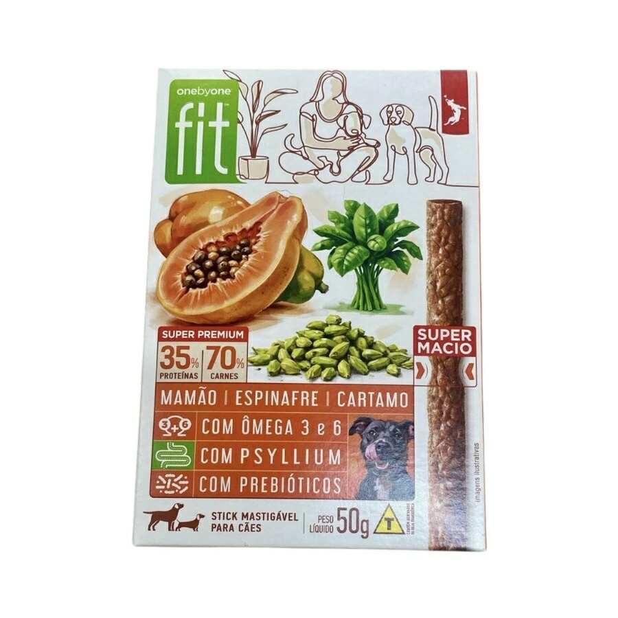 Petisco para Cães Onebyone Fit Stick Mamão, Espinafre e Cartamo 50g
