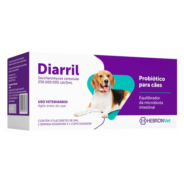 Probiótico Diarril para Cães 5 Flaconetes de 5ml