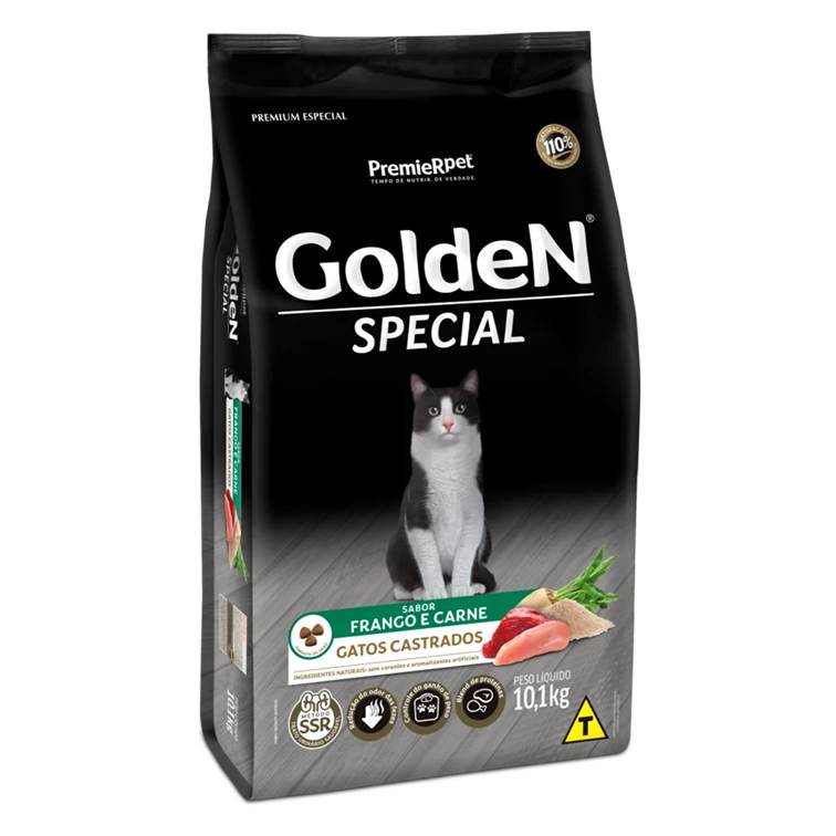 Ração Golden Special Gatos Castrados Frango e Carne 10,1kg