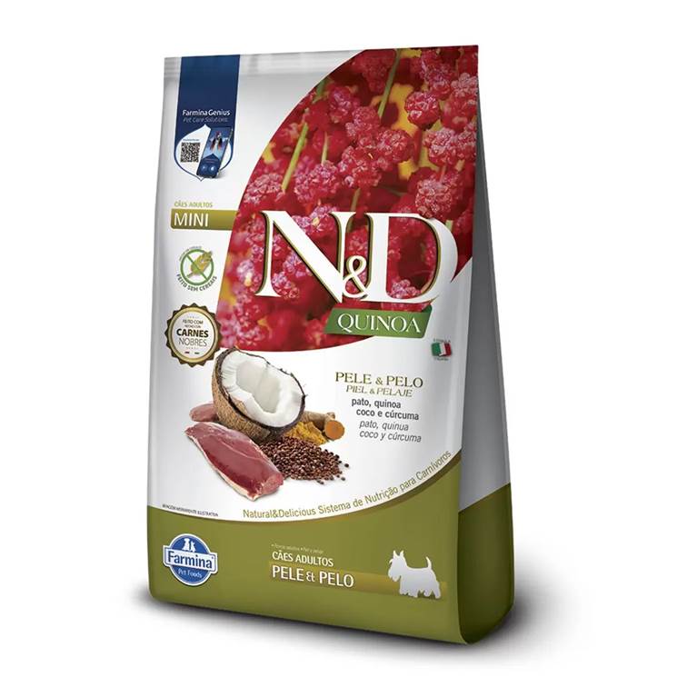 Ração N&D Quinoa Cães Adultos Mini Skin & Coat Pato 2,5kg