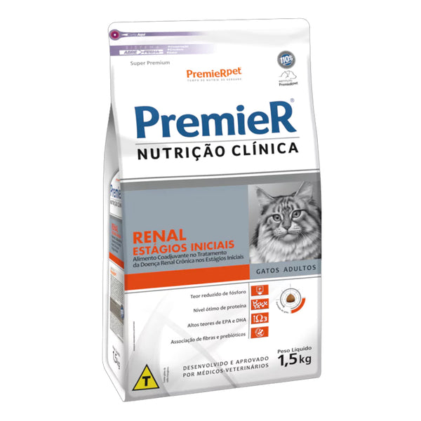 Ração Premier Nutrição Clínica Renal Estágios Iniciais Gato Adulto 1,5kg