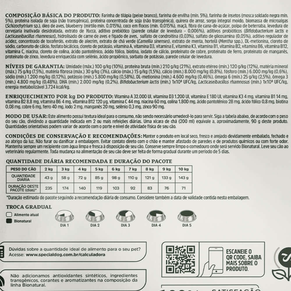 Ração Bionatural Sensitive Cães Adultos Raças Pequenas Peixe Branco 10,1kg